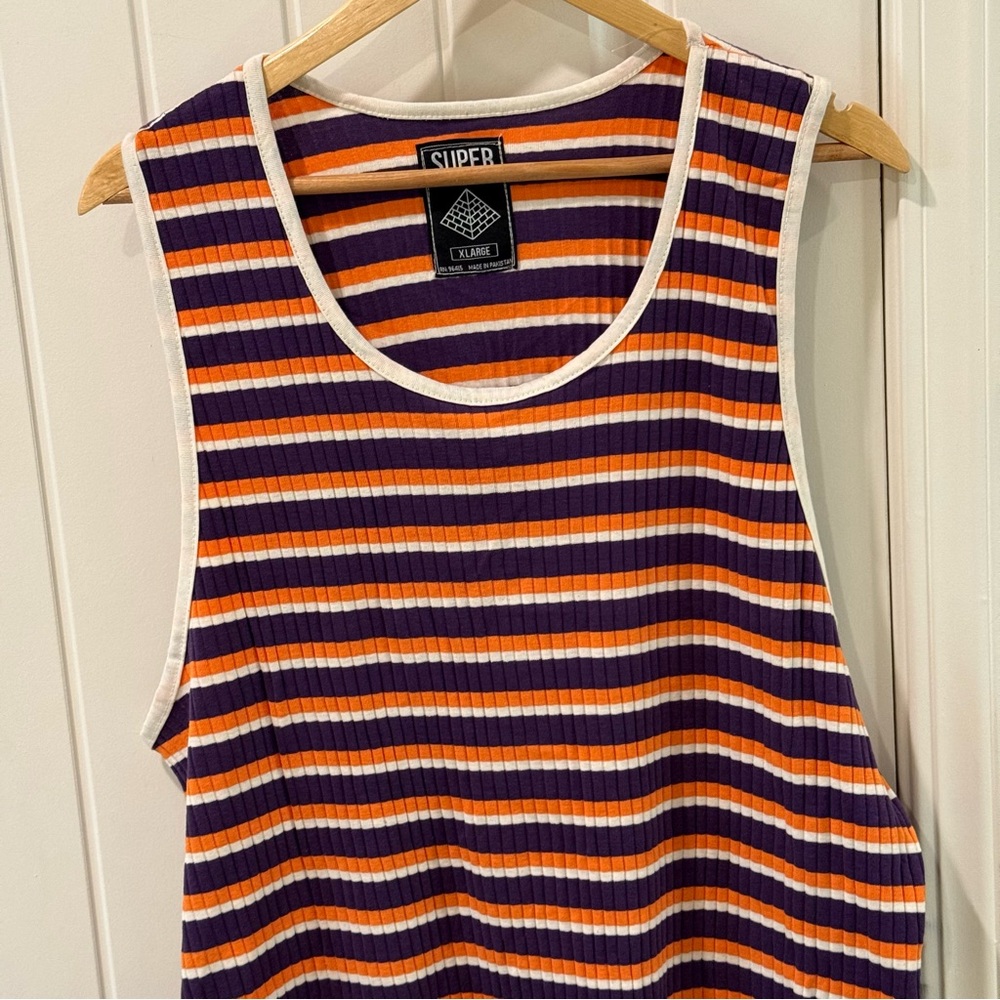 Super Massive Striped Tank Top XL Purple Orange Ribbed Sleeveless NWT
